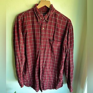 Chaps Ralph Lauren red check plaid flannel button shirt - size L